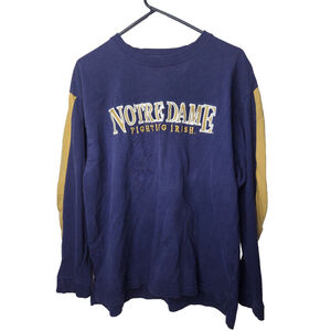 Pro Player Notre Dame Fighting Irish Long Sleeve Cotton T Shirt Blue with Yellow